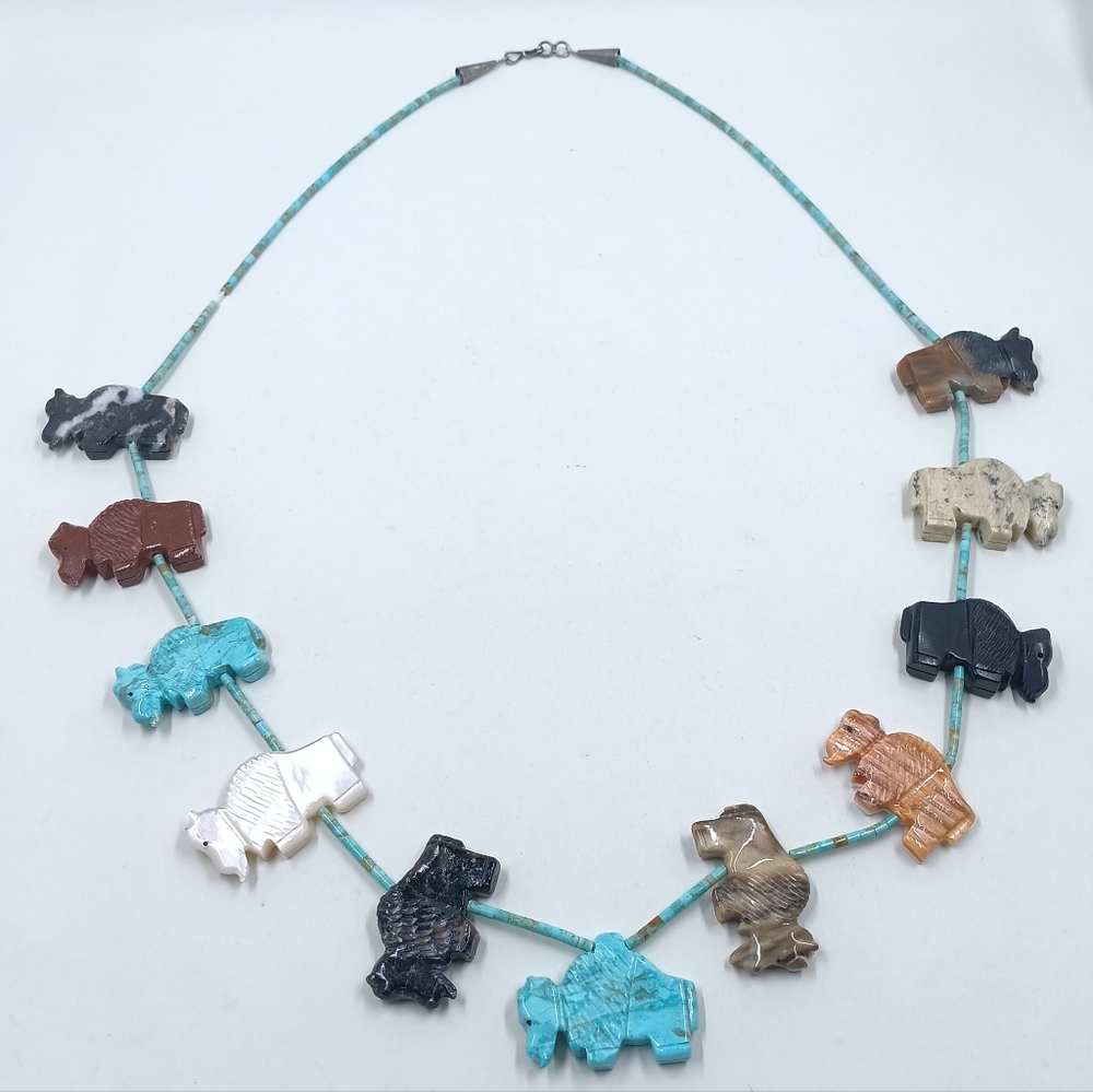 Navajo Bison Buffalo Fetish Necklace